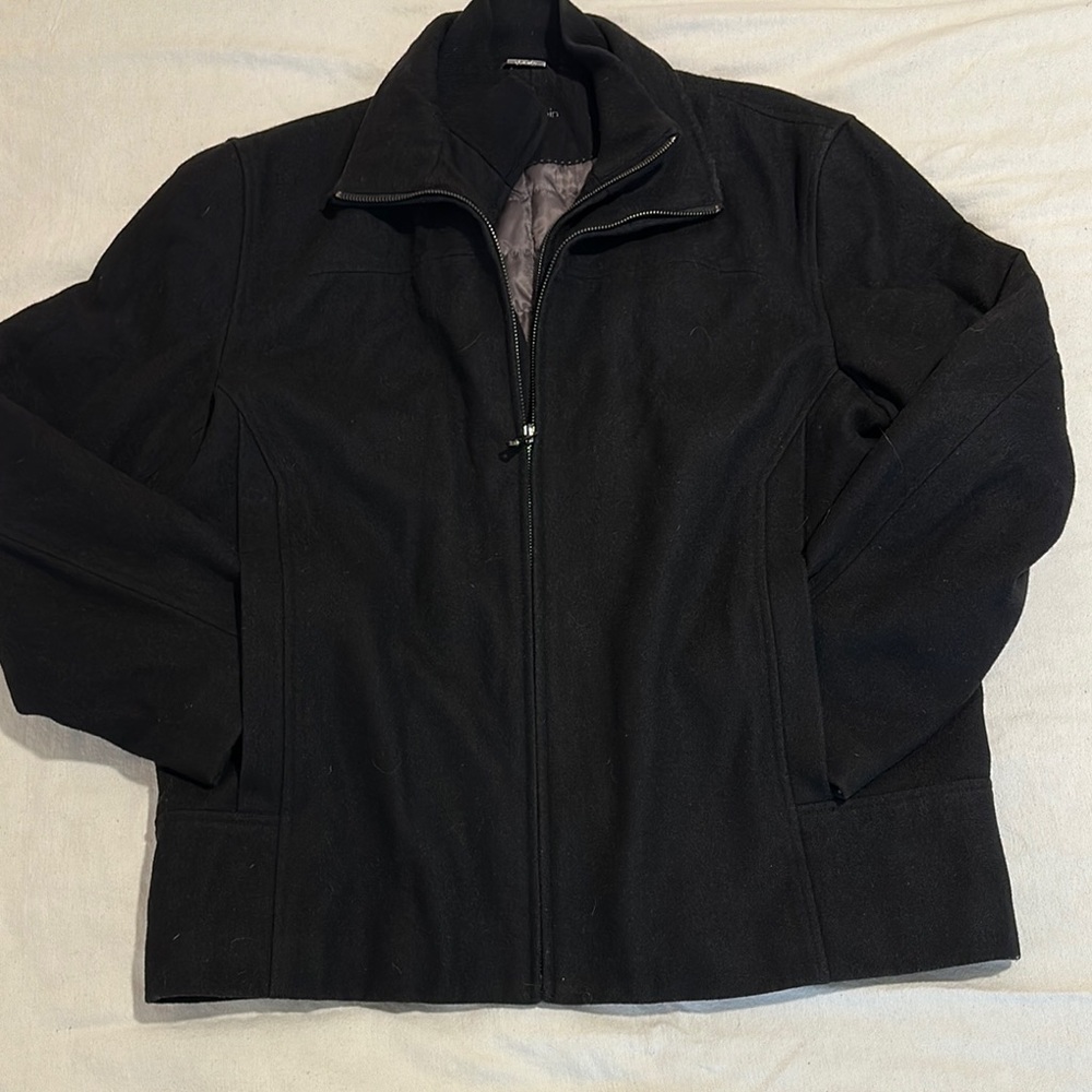 Calvin Klein Black Winter Wool Zip-Up Jacket